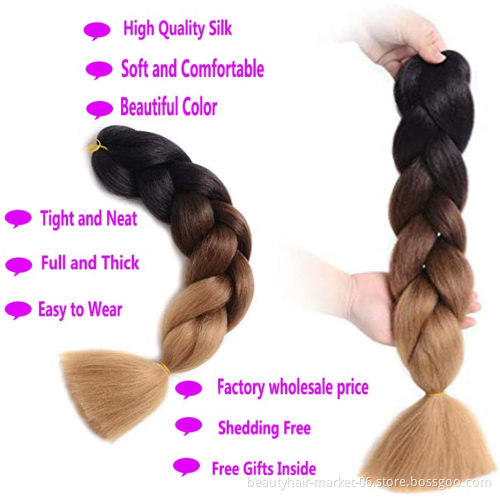 Synthetic braiding hair yaki ombre braiding pre stretched super jumbo hair crochet braids for african hair extension